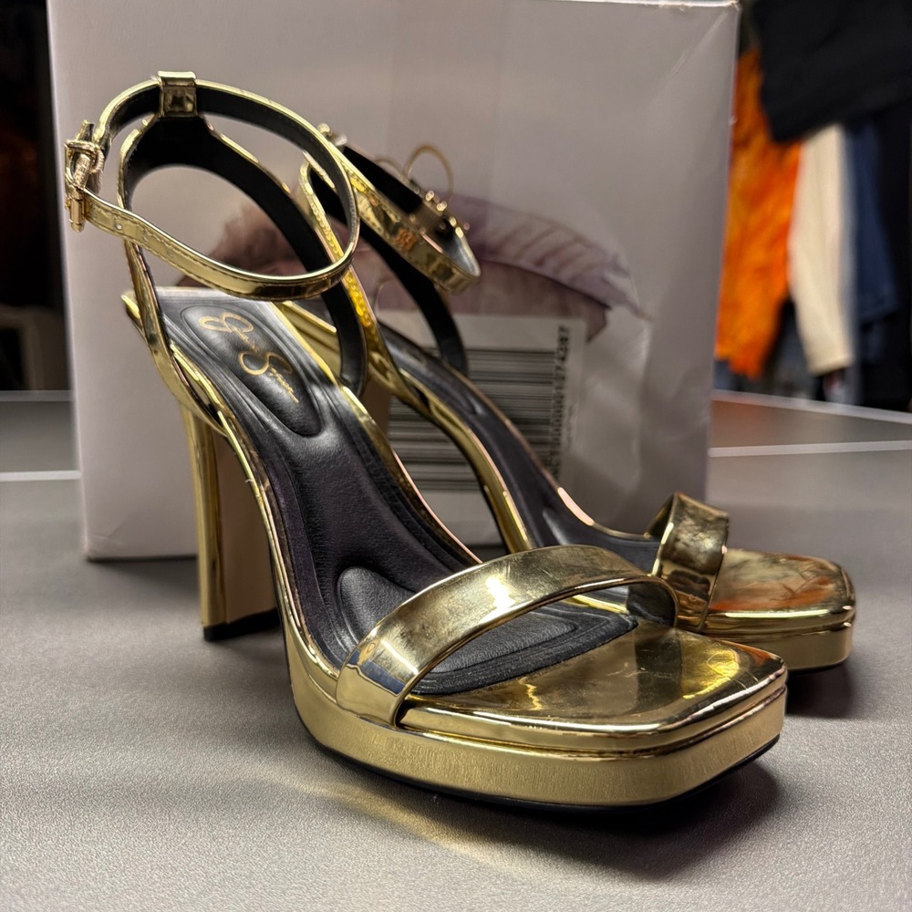 Jessica Simpson Adonia Ankle‑Strap Platform Sandals/Heels Gold Women's 8M NWB - Picture 2 of 9
